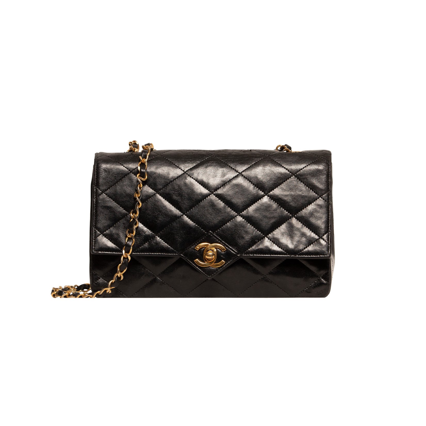 Black Leather Chanel Flap Bag - Wyld Blue