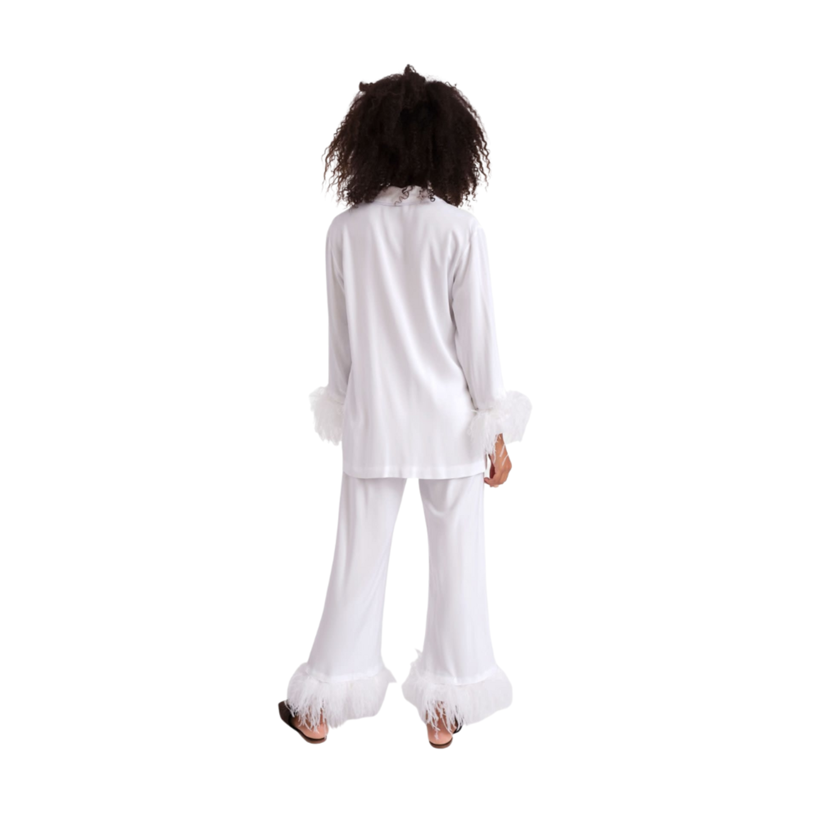 The Sleeper Party Pajama Set with Double Feathers White