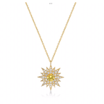 Sevun Jewelry Radiate Sun Yellow Sapphire & Diamond Necklace Yellow Gold 18k