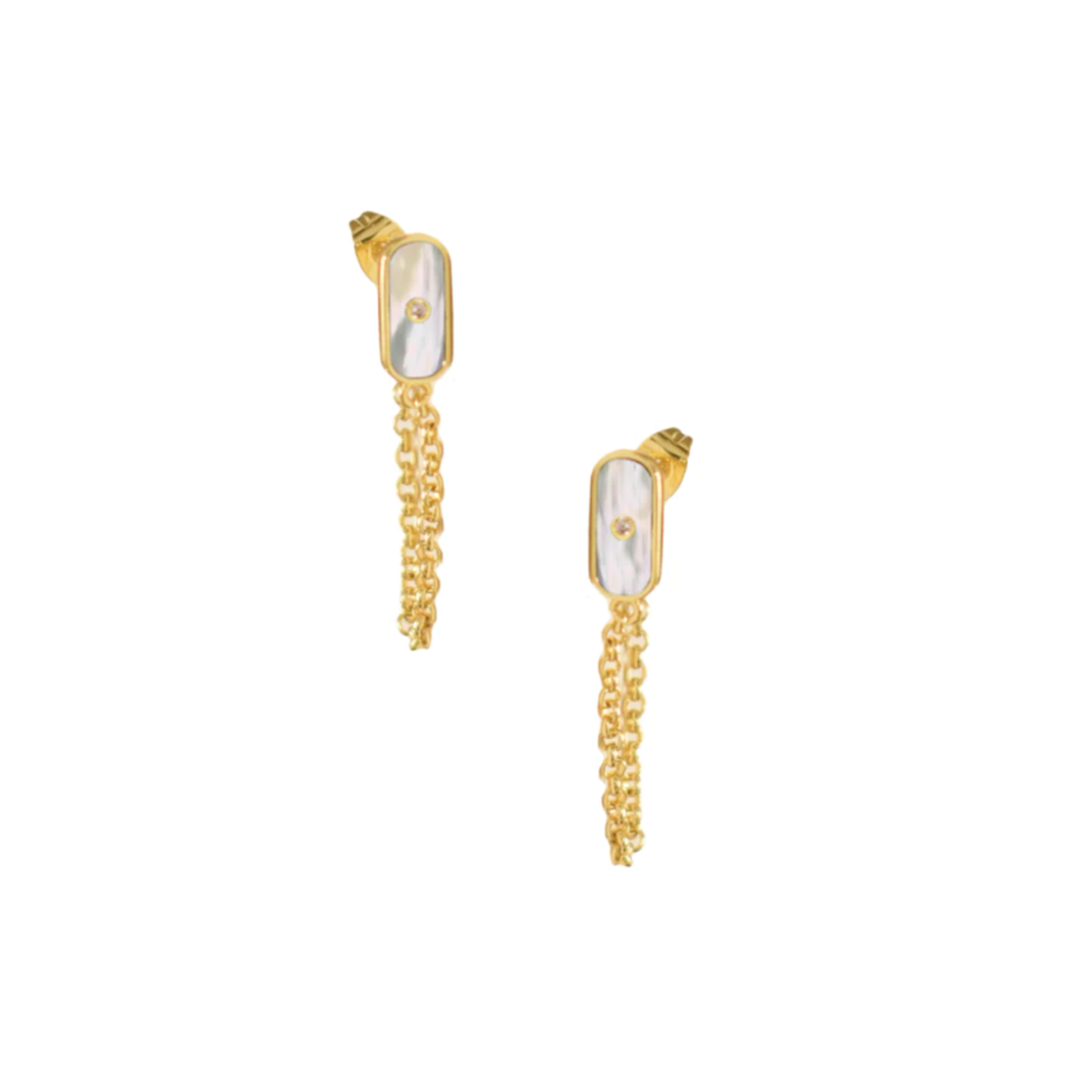 Adriana Pappas Chained Tablet Studs - Mother of Pearl