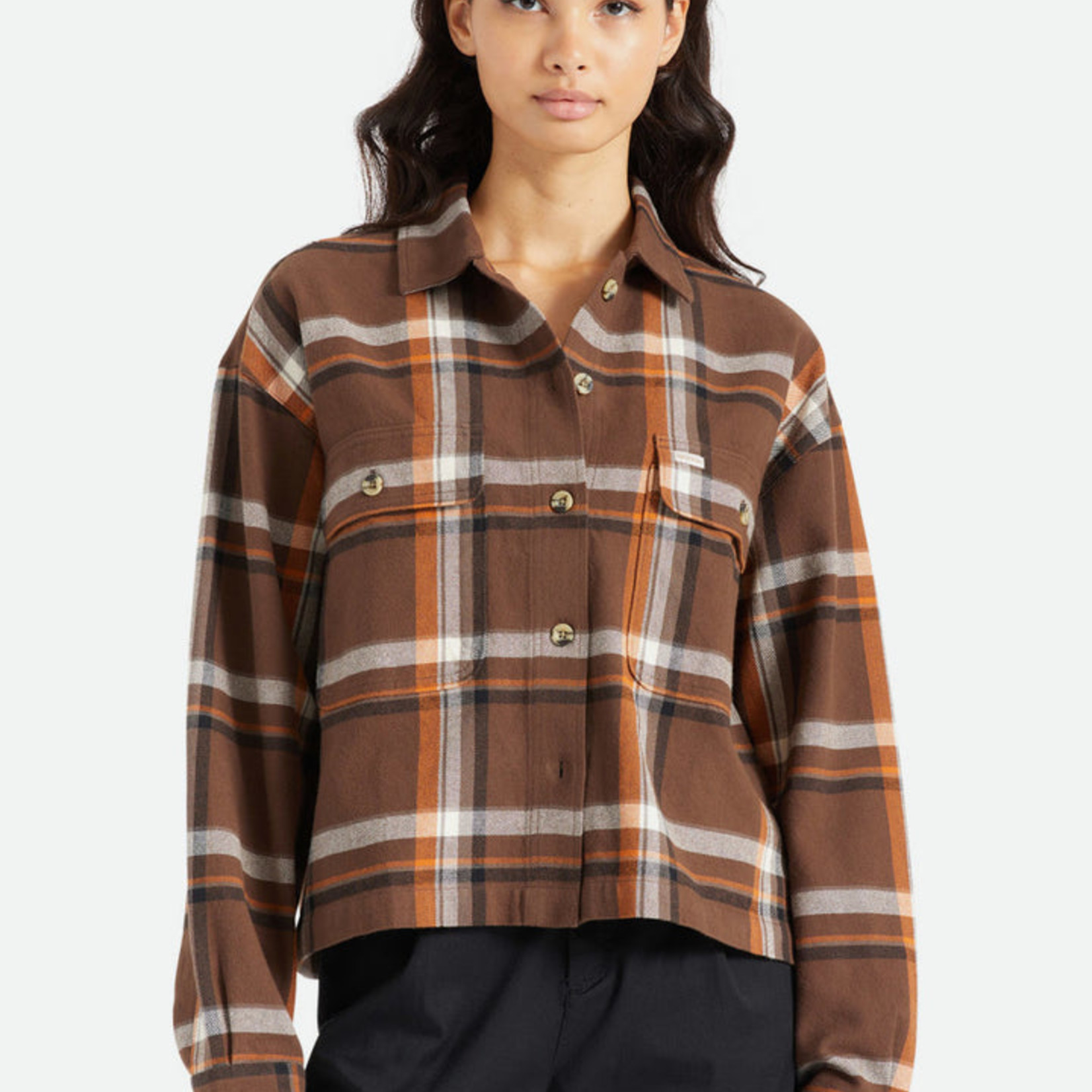 Brixton Brixton Bowery Flannel Seal Brown