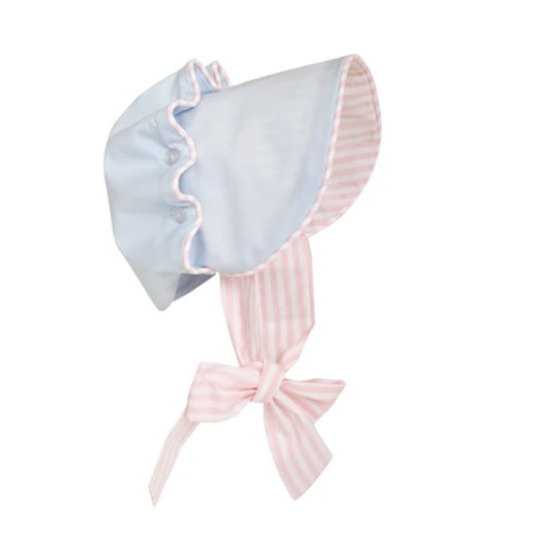 The Beaufort Bonnet Company Broadcloth Bonnet Buckhead Blue/Pickney Pink Stripe