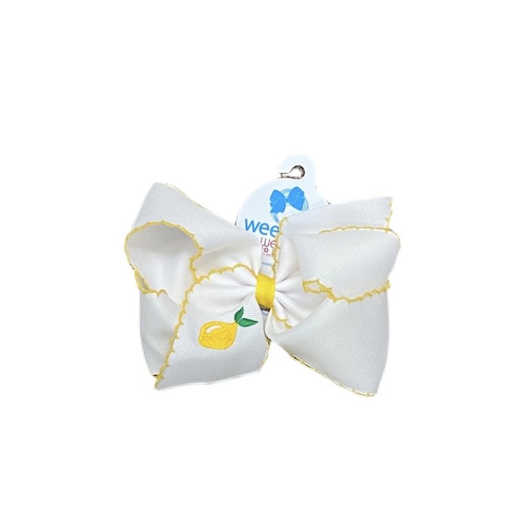 Wee Ones Medium Grosgrain Bow with Fruit Embroidery Design