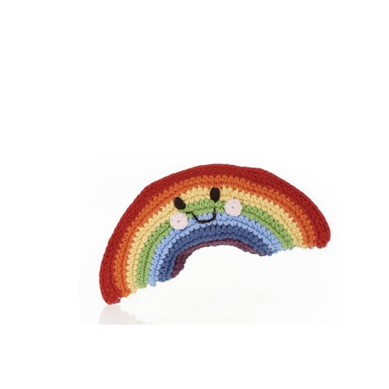 Pebble Friendly Rainbow Crochet Rattle