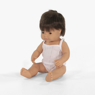 Miniland Baby Doll Caucasian Brunette Boy 15"