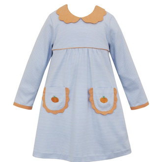 Anavini Pumpkin  Dress - Periwinkle Knit Stripe