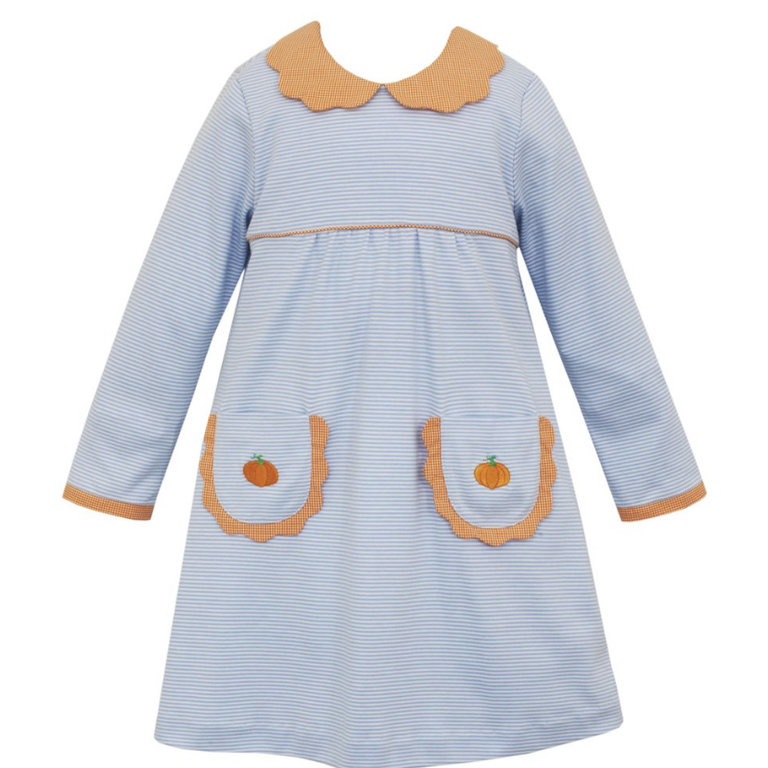 Anavini Pumpkin  Dress - Periwinkle Knit Stripe