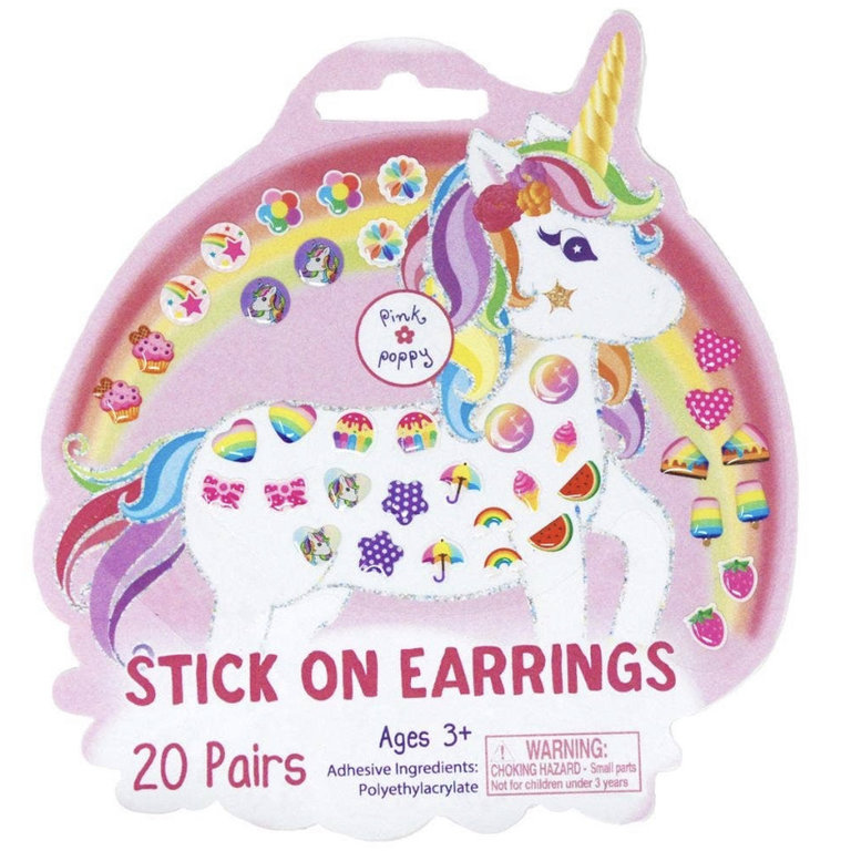 Pink Poppy Unicorn Sweet Stick on Earrings