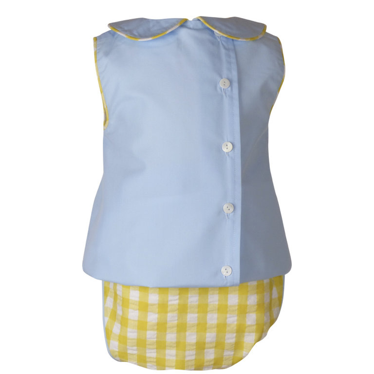 The Yellow Lamb Avery Diaper Set Blue and Yellow Check