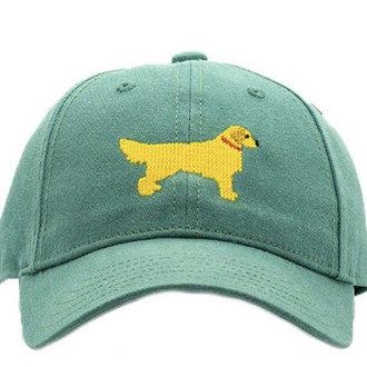 Harding Lane Golden  Retriever NeddlepoInt  Moss Green Hat
