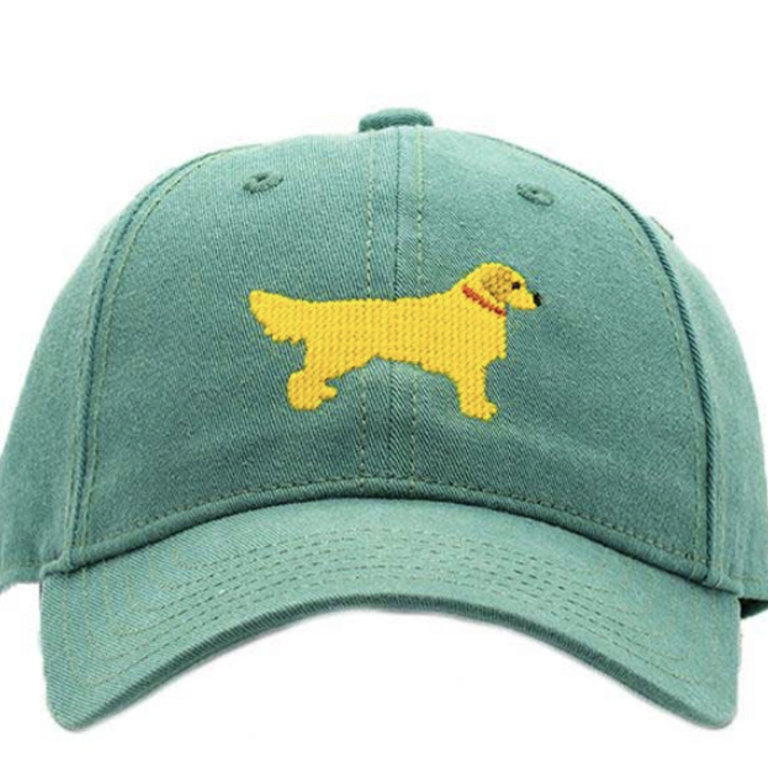 Harding Lane Golden  Retriever NeddlepoInt  Moss Green Hat