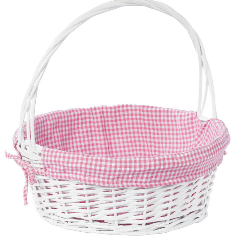 Quickway Imports Willow Basket Pink Gingham Liner
