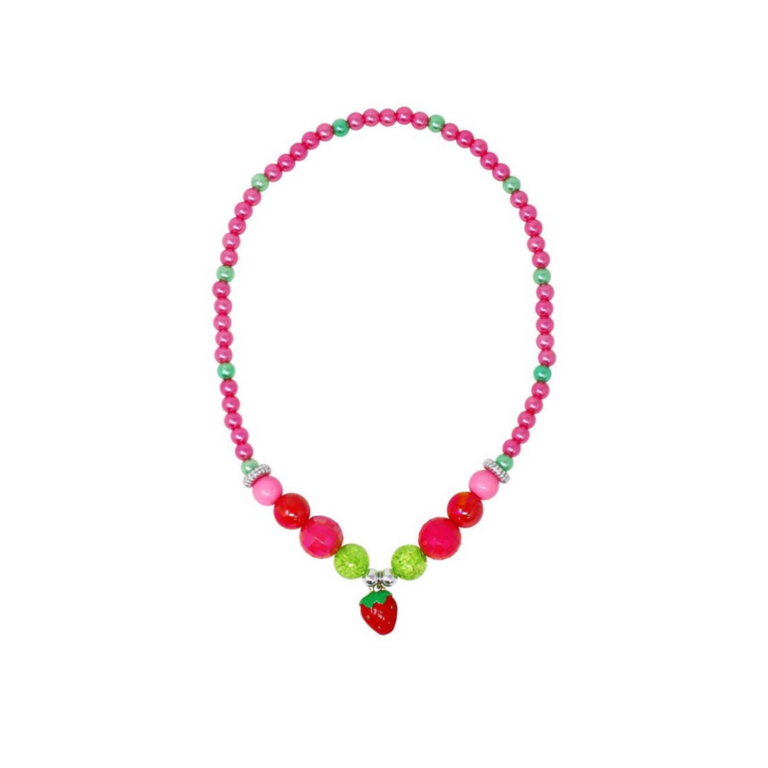 Pink Poppy Strawberry Necklace