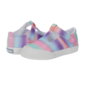 Footmates Drew Canvas T-Strap Rainbow