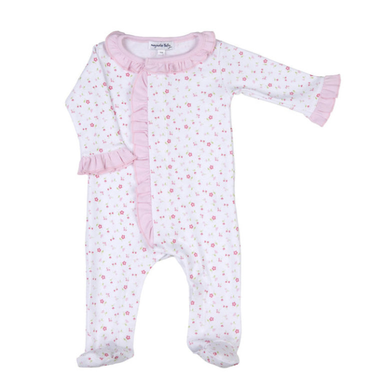 Magnolia Baby Amelia's Garden Printed Ruffle Front Footie