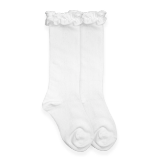 Jefferies Socks Ruffle Knit Knee Sock White (1658)