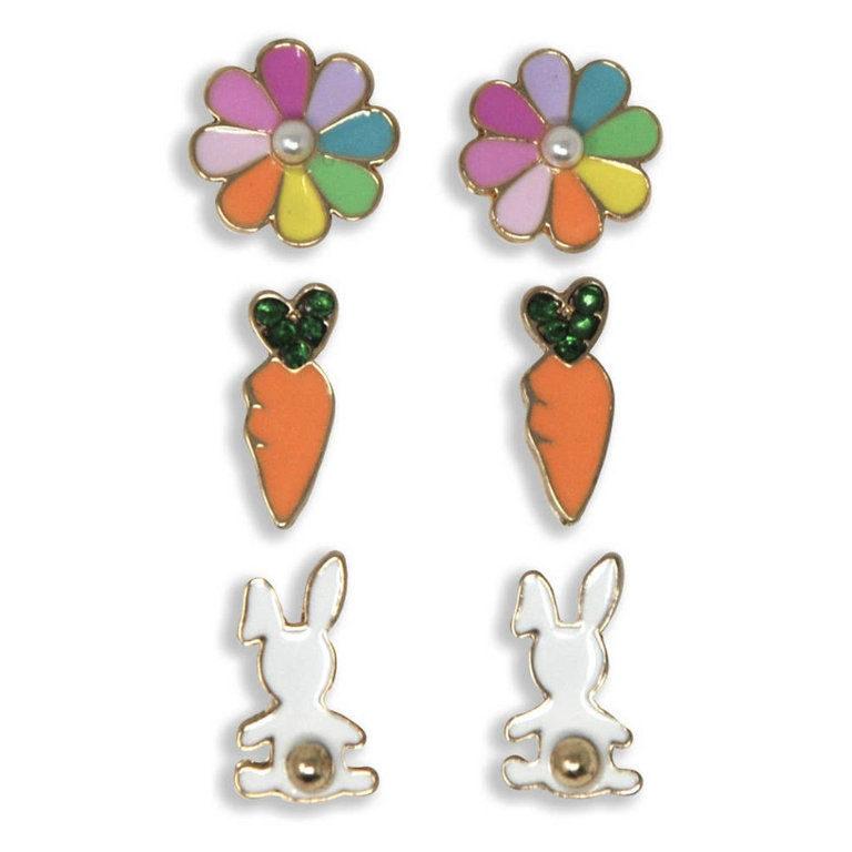 Pink Poppy Bunny Garden Earring Set