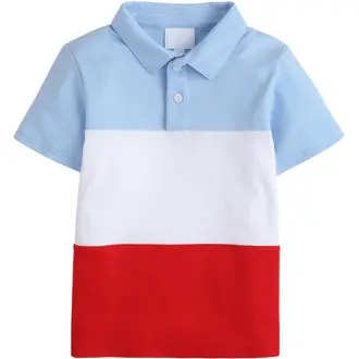 Little English Patriotic Color Block Polo