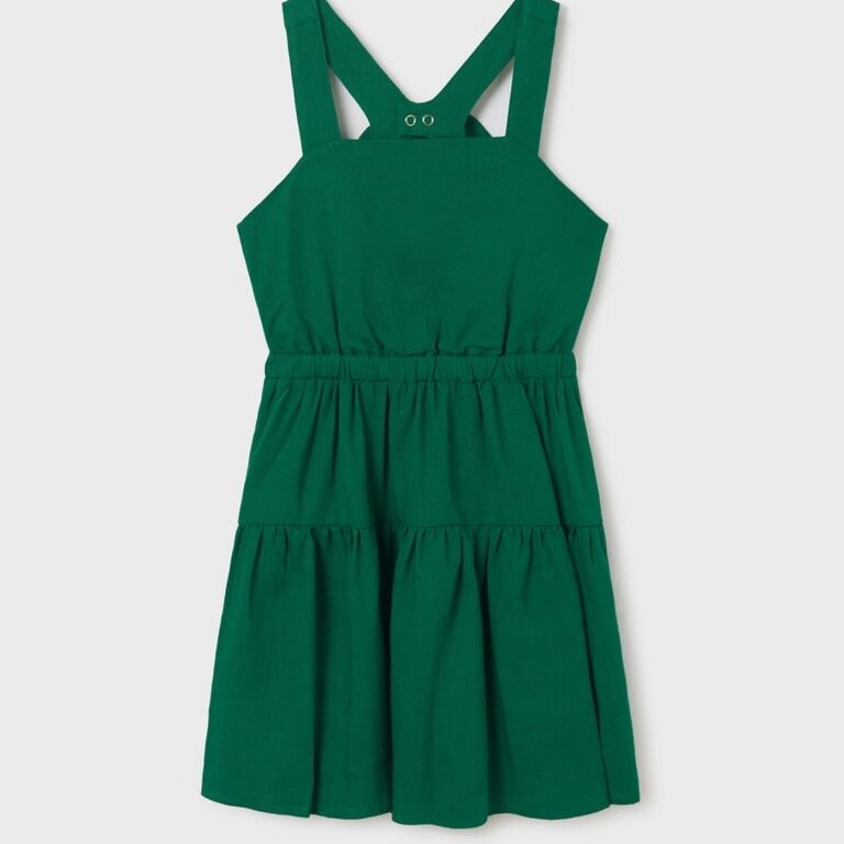 Mayoral Green Open Back Linen Dress (6930)