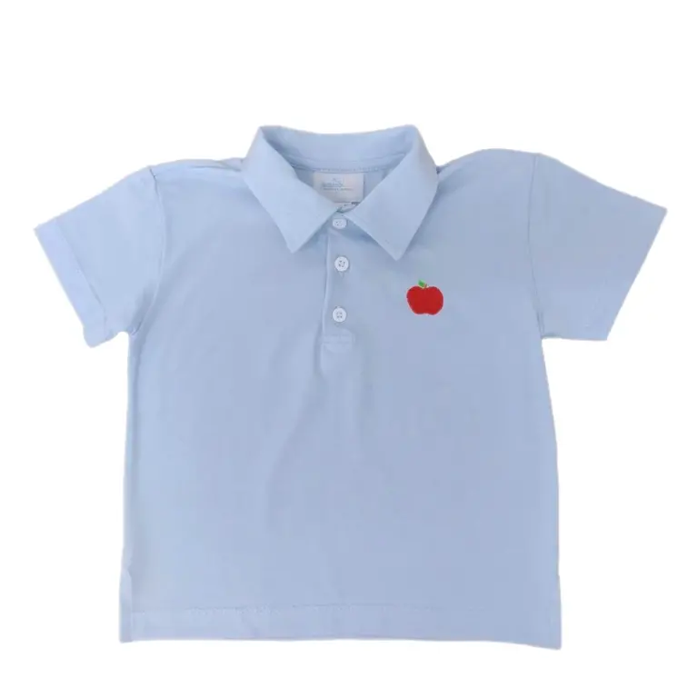 James And Lottie Blue Polo with Red Apple