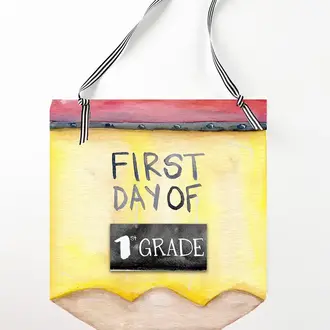 Grace Langdon Art First Day Of School Banner W/ Changeable Grade Number Grace Langdon Art First Day Of School Banner W/ Changeable Grade Number