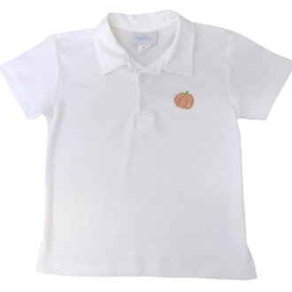 James And Lottie White Polo w/ Pumpkin