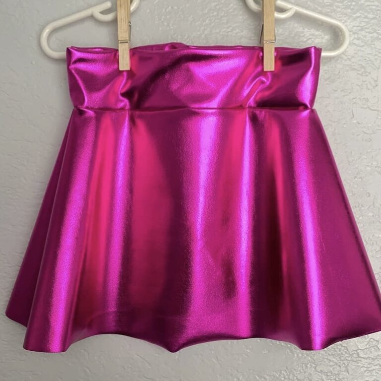 Peace Love & Baby Shiny Metallic Twirl Skater Skirt-Pink