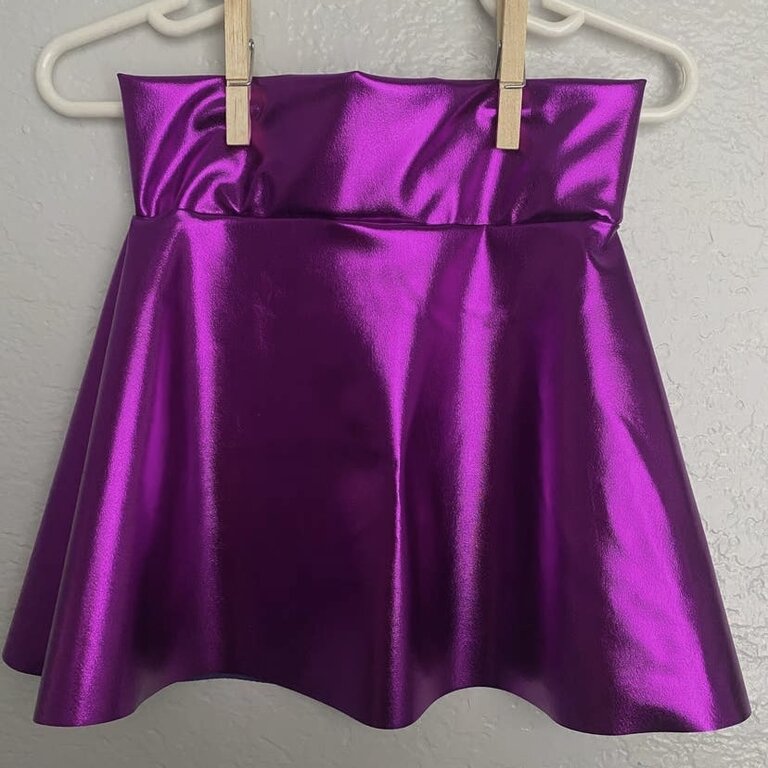 Peace Love & Baby Shiny Metallic Twirl Skater Skirt-Purple