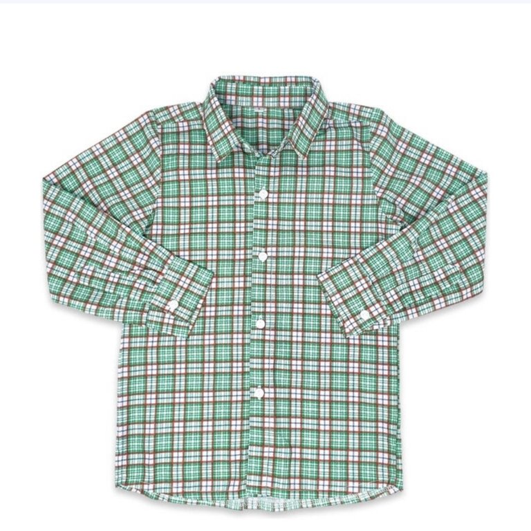 Lullaby Set Brees Button Down Green Plaid