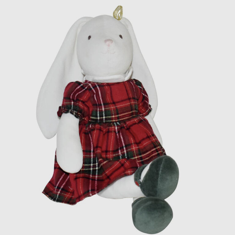 Tikiri Toys Havah the Bunny in Holiday Plaid Dress