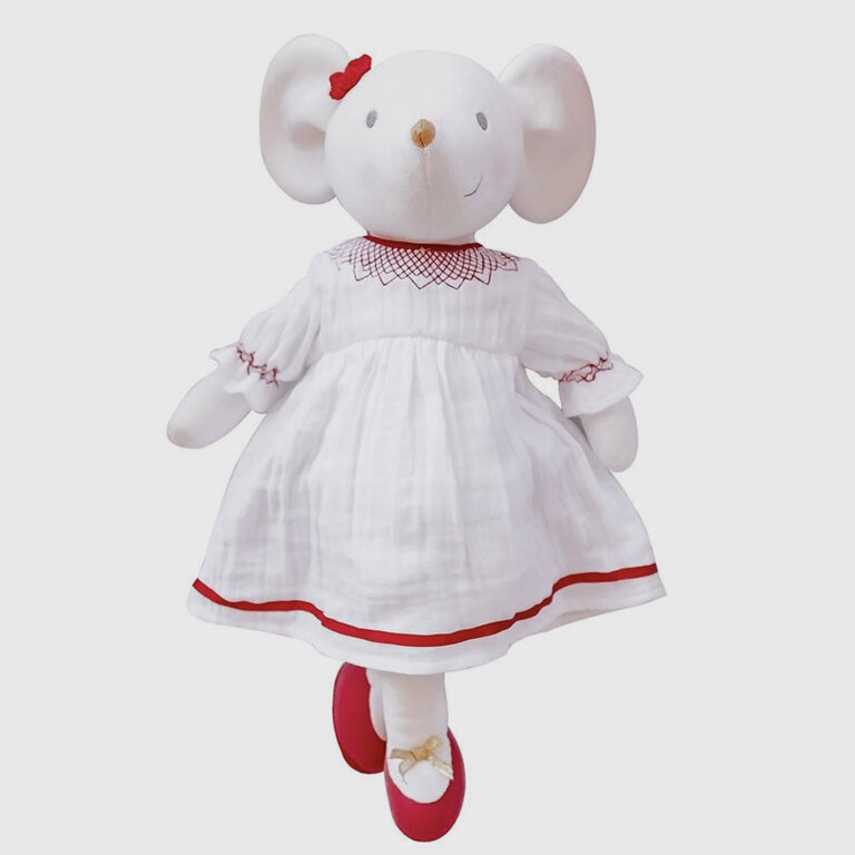 Tikiri Toys Holiday Meiya the Mouse in White Muslin Dress