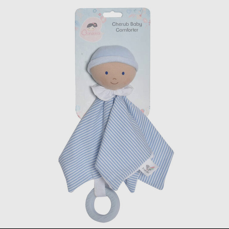 Tikiri Toys Cherub Baby Comforter With Rubber Teether - Blue