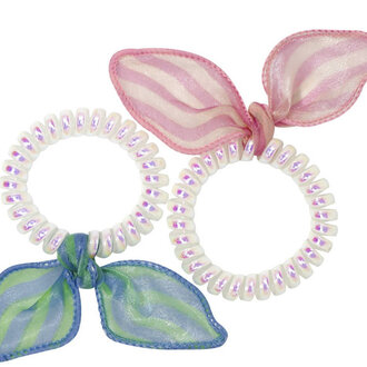Pink Poppy Ribbon Coil Hair Elastics