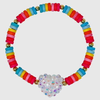 Pink Poppy Rainbow Jeweled Heart Bracelet