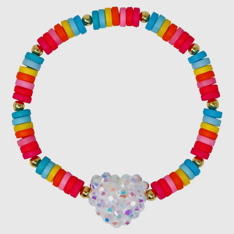 Pink Poppy Rainbow Jeweled Heart Bracelet