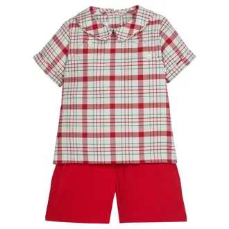Little English Walker Short Set Holiday Plaid