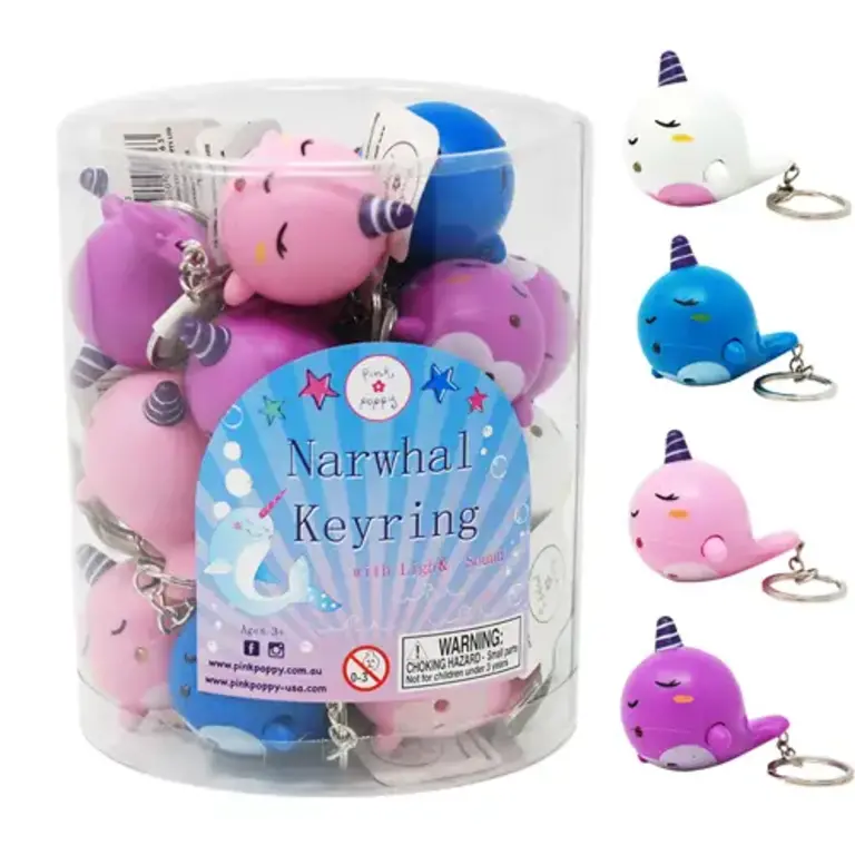 Pink Poppy Narwhal Light And Sound Key Ring