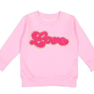 Sweet Wink Love Script Patch Valentine's Day Sweatshirt Pink