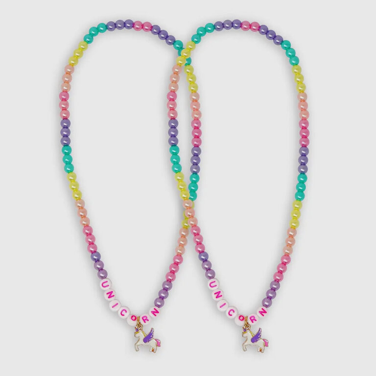 Pink Poppy BFF Unicorn Rainbow Pearl Necklace