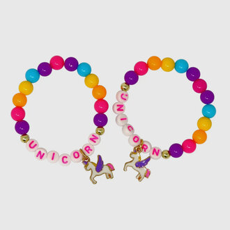 Pink Poppy Unicorn Letters Charm Bracelet