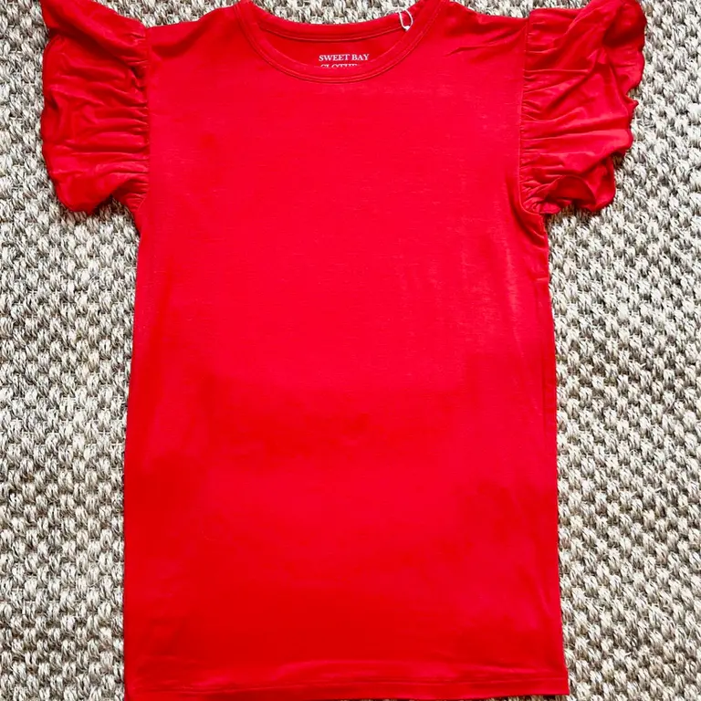 Sweet Bay Clothing Red Ruffle Cap Sleeve T-Shirt