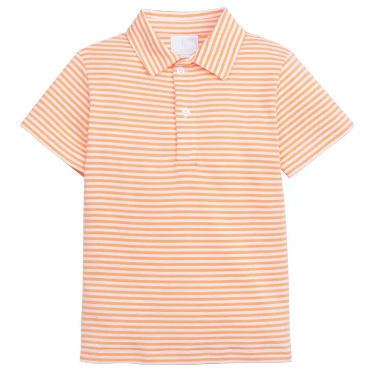 Little English Orange Stripe Short Sleeve Polo