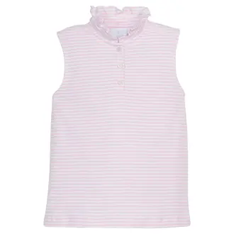Little English Sleeveless Hastings Polo- Pink Stripe