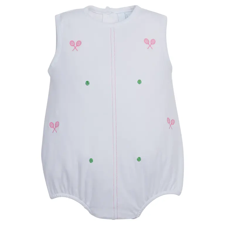 Little English Pink Tennis Embroidered Bubble