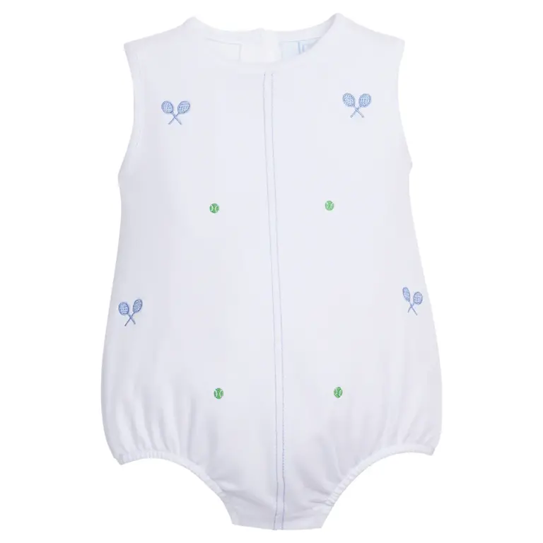 Little English Blue Tennis Embroidered Bubble