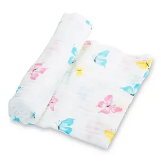 LollyBanks Butterfly Kisses Muslin Swaddle
