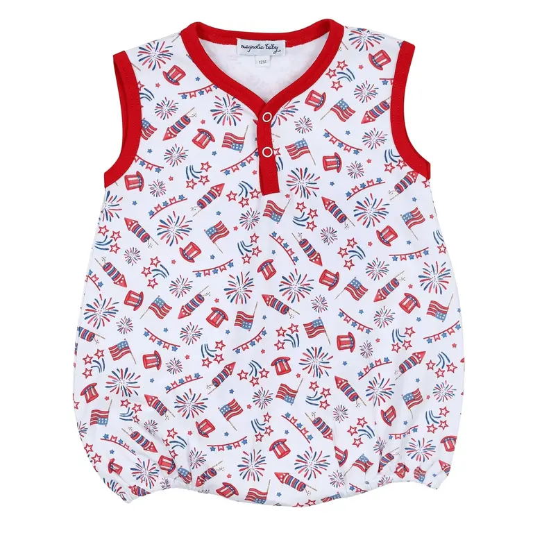 Magnolia Baby Fireworks and Flags Sleeveless Bubble