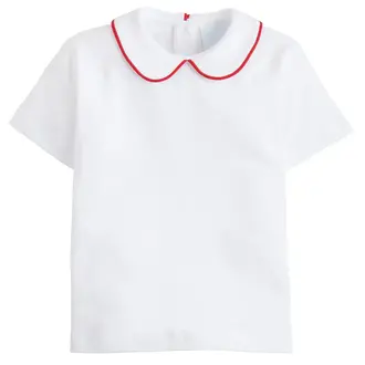 Little English White With Red Piping Peter Pan Shirt