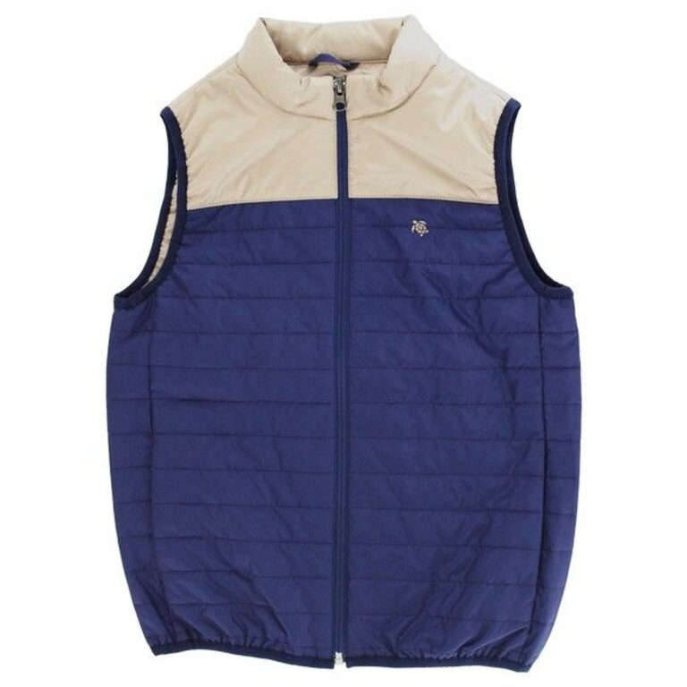 Bailey Boys Quilted Windbreaker Vest- Navy And Tan