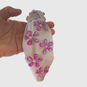 Three Wildflower Designs Tie Dye Flower Gem Knot Headband